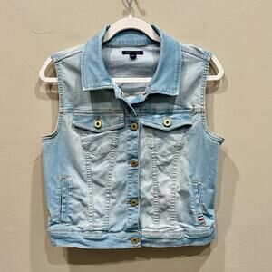 Tommy Hilfiger Women’s Light Wash Denim Vest Light Blue - Size: Small